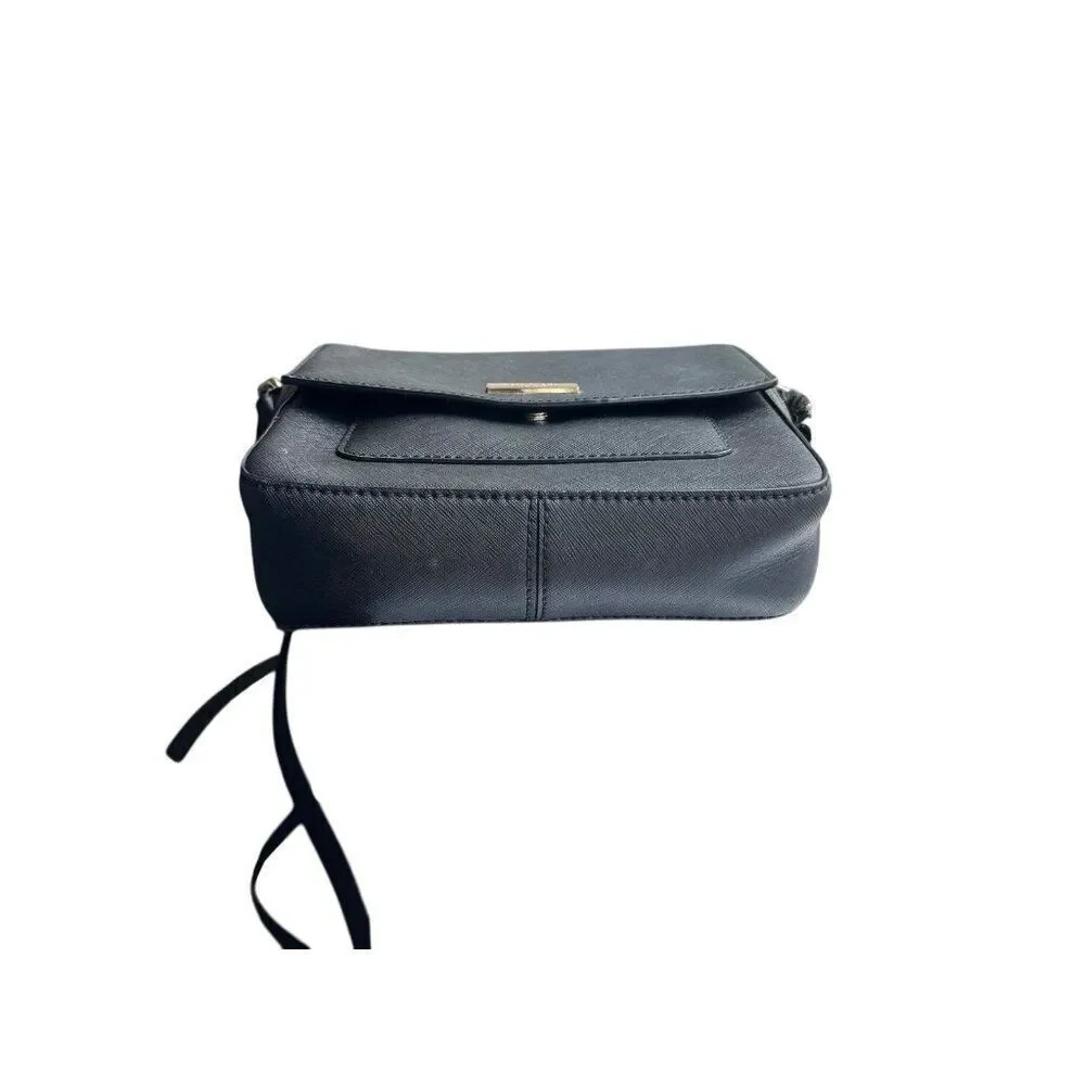 Kate Spade Black Leather Mini Flap Satchel Crossbody Bag Purse Adjustable Strap